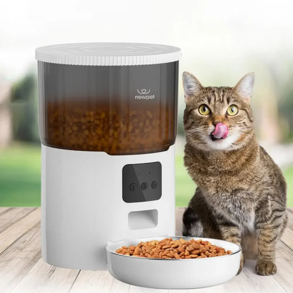 📱 Alimentador Automático Smart WiFi 4L: Gravador de Voz e Alimentação Lenta para Cães e Gatos!