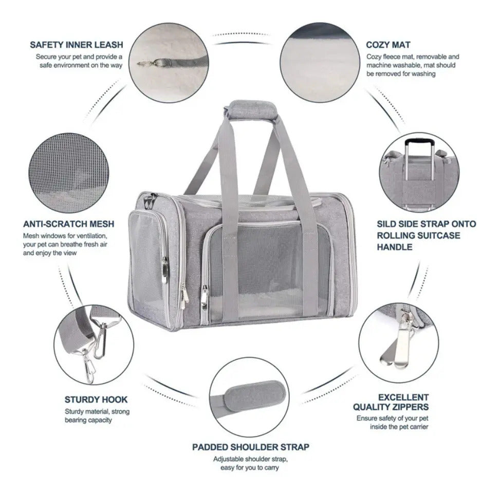 ✈️ Frete Grátis - Bolsa de Transporte Pet Premium: Viaje com Estilo e Segurança na "Primeira Classe"!