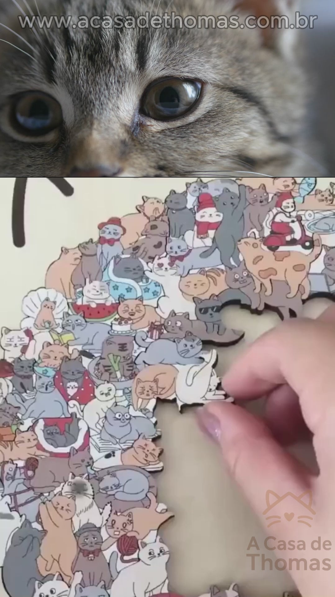 🧩 Quebra-Cabeça de Madeira 135 Peças: Design de Gato Irregular – Presente Único para Cat Lovers!