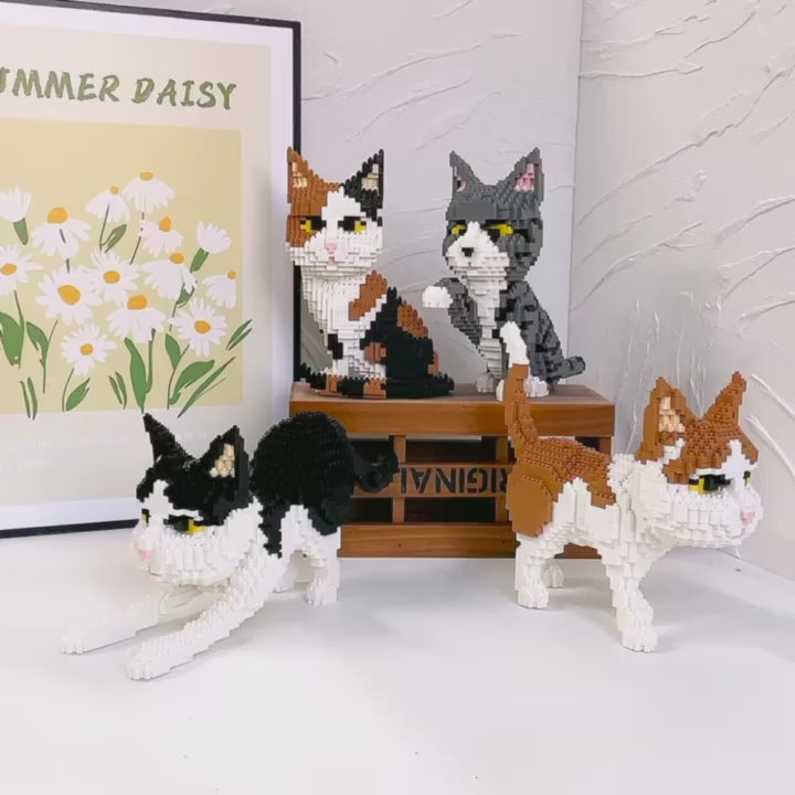 😻 Blocos de Montar Gatinhos Expressivos Tipo Lego: 4 Estilos Únicos!